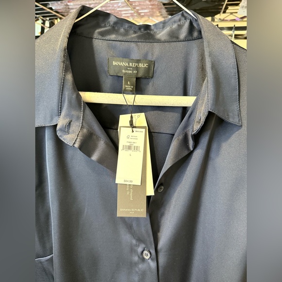 Banana Republic Navy Blouse Large - Picture 3 of 6